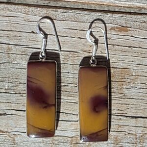 Mookaite Gemstone Earrings in 925 Sterling Silver (2.2")